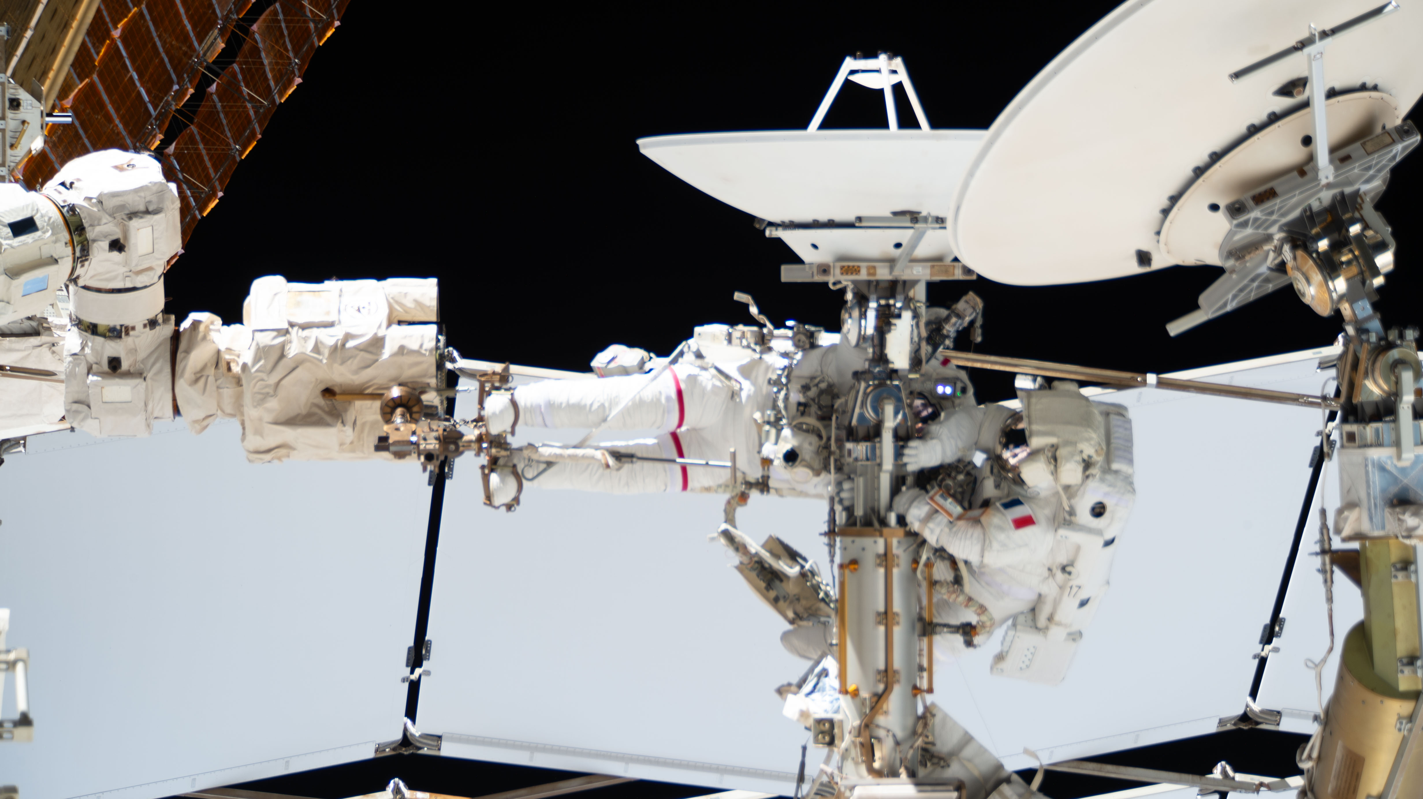 Astronauts Anil Menon and Sophie Adenot on Spacewalk